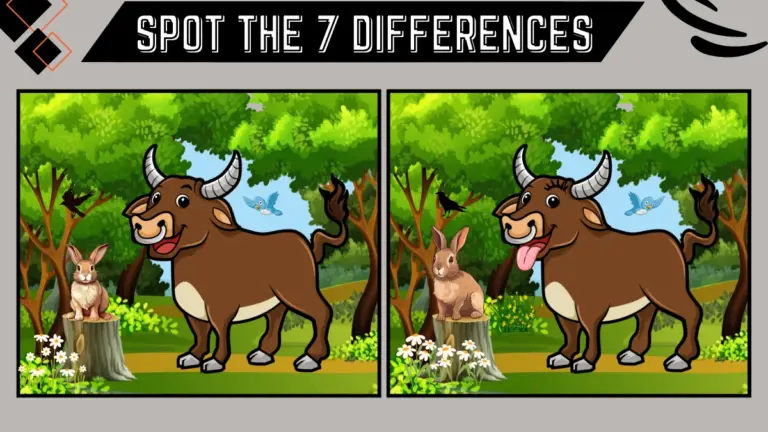 Spot the 7 Differences: Only people with 10/10 vision can spot the 7 differences in this bull image within 18 secs
