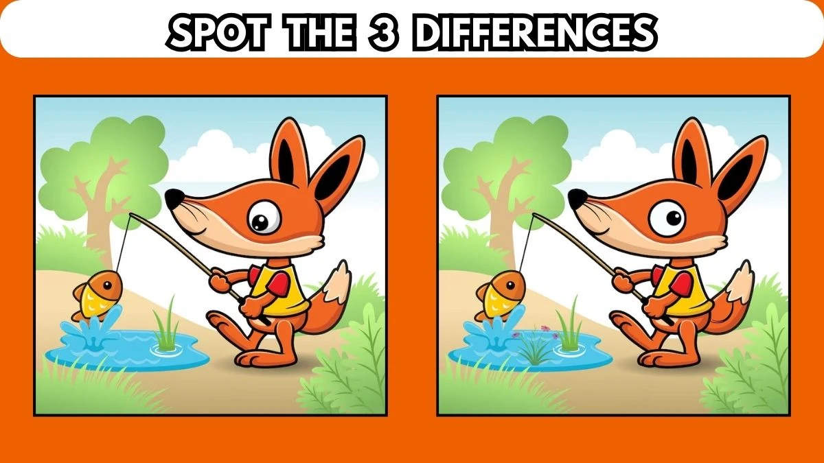 Spot the Difference Picture Puzzle Game: Only a Genius Can Spot the 3 Differences in This Fox Fishing Image in 8 Secs
