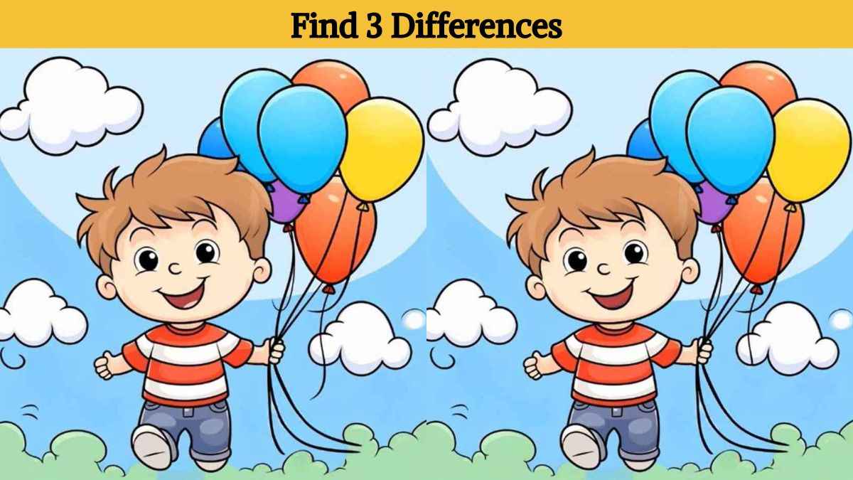 Find 3 differences between the boy with balloons pictures in 14 seconds!