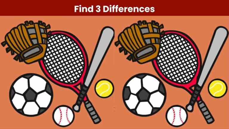 Find 3 differences between the sports equipment pictures in 16 seconds!