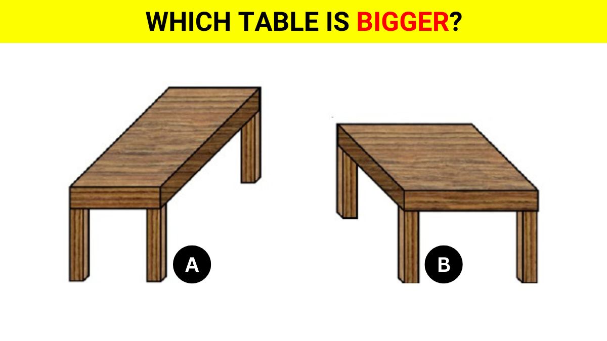 Optical Illusion: Which Table is Bigger? Only 1% High IQ Pass This Test In 8 Seconds!