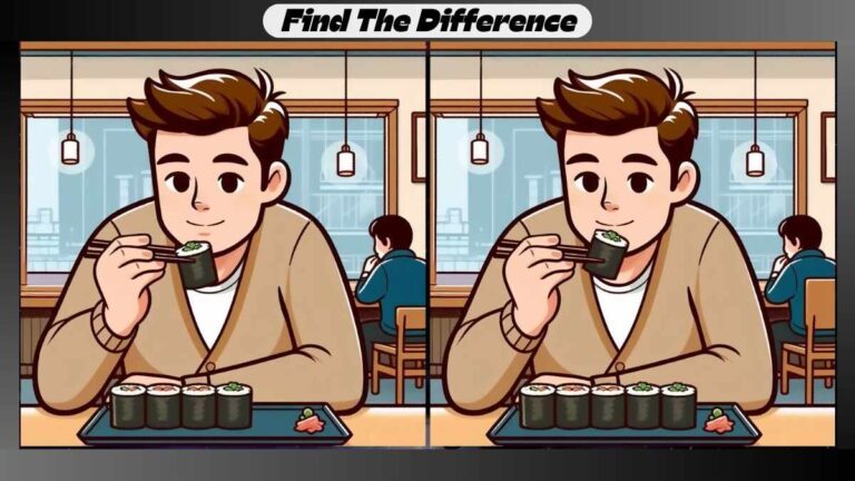 Spot 3 Differences Between Sushi Eating Pictures in 18 Seconds