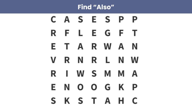 Word Search Puzzle: Find the word “also” in 8 seconds!