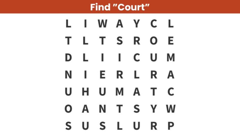 Word Search Puzzle: Find the word “court” in 9 seconds!