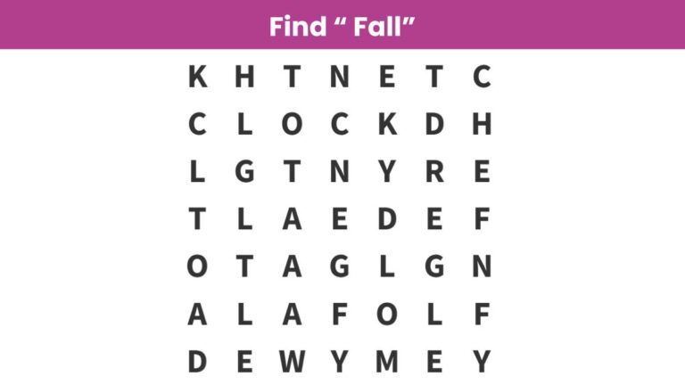 Word Search Puzzle: Find the word “fall” in 12 seconds!