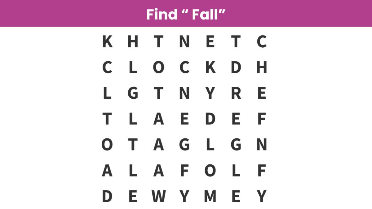 Word Search Puzzle: Find the word “fall” in 12 seconds!