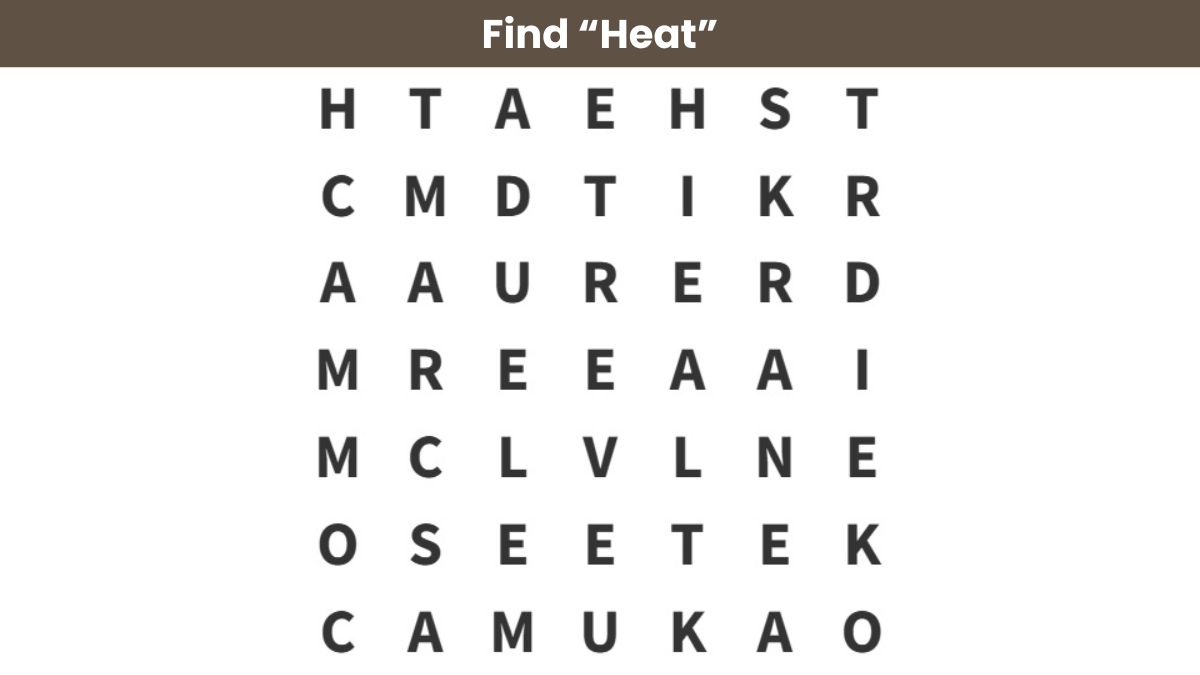 Word Search Puzzle: Find the word “heat” in 10 seconds!