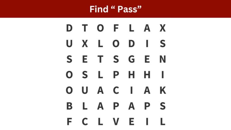 Word Search Puzzle: Find the word “pass” in 9 seconds!