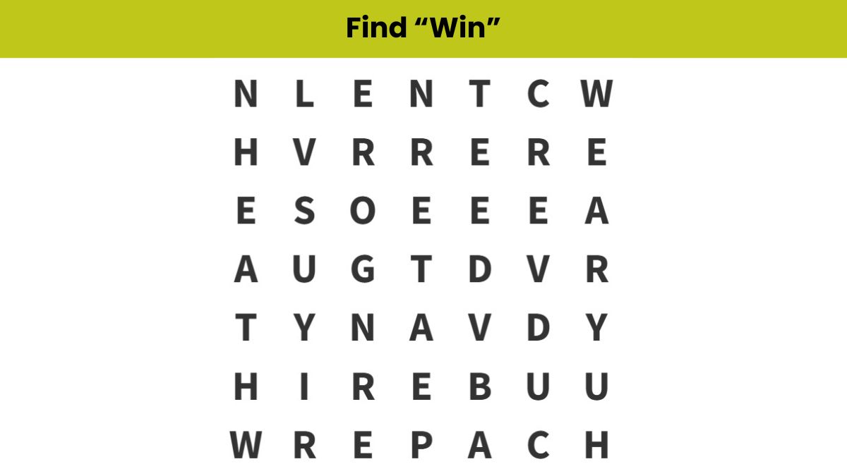 Word Search Puzzle: Find the word “win” in 6 seconds!