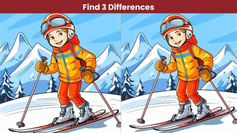 Find 3 differences between the guy skiing pictures in 21 seconds!