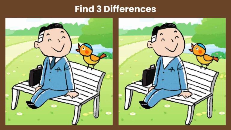 Find 3 differences between the man in park pictures in 10 seconds!