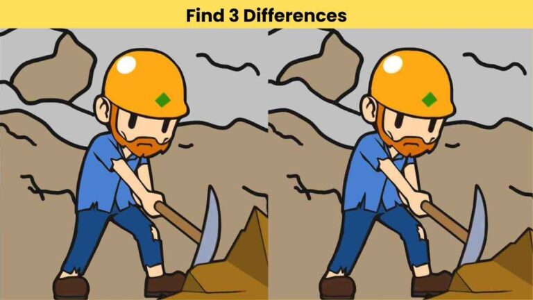 Find 3 differences between the mine worker pictures in 10 seconds!