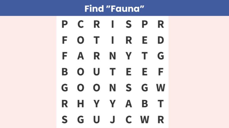 Only 2 out of 10 people can find the word fauna in 7 seconds. Can you?