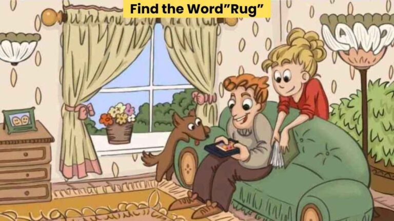 Picture Puzzle IQ Test: Find the word “rug” in the living room in 5 seconds!