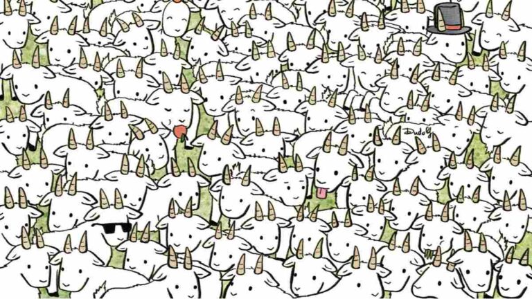 Picture Puzzle IQ Test: Test Your Observation Skills – Spot the Sheep Among Goats in 5 Seconds!