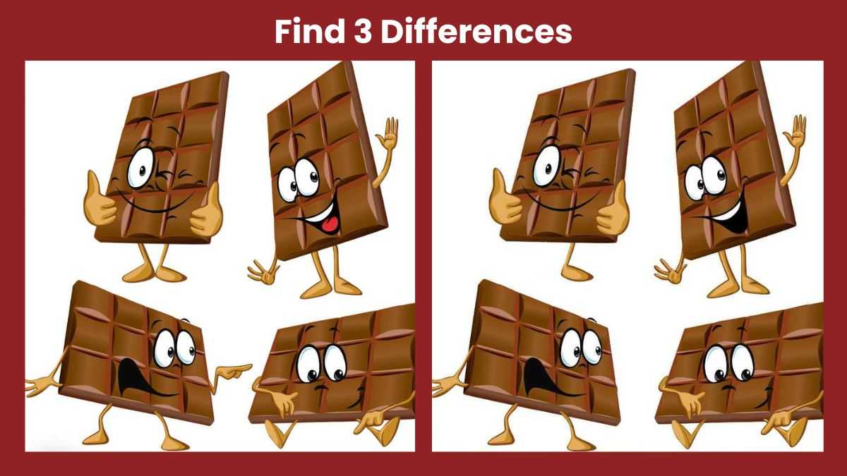 Spot 3 differences between the chocolate bar pictures in 10 seconds!