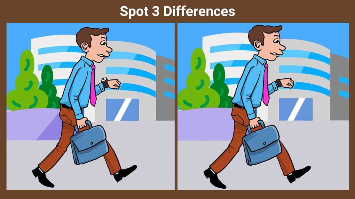 Spot 3 differences between the man on the street pictures in 17 seconds!