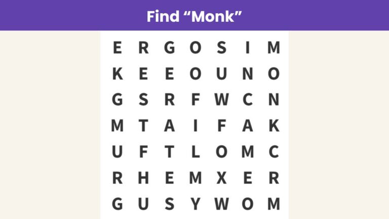 Word Search Puzzle: Only eagle eyes can find monk in 6 seconds!