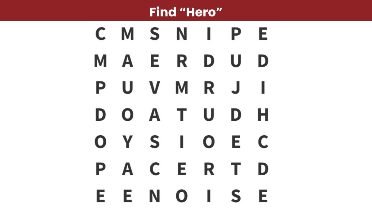 Word Search Puzzle: Only true heroes can find the word “hero” in 5 seconds!