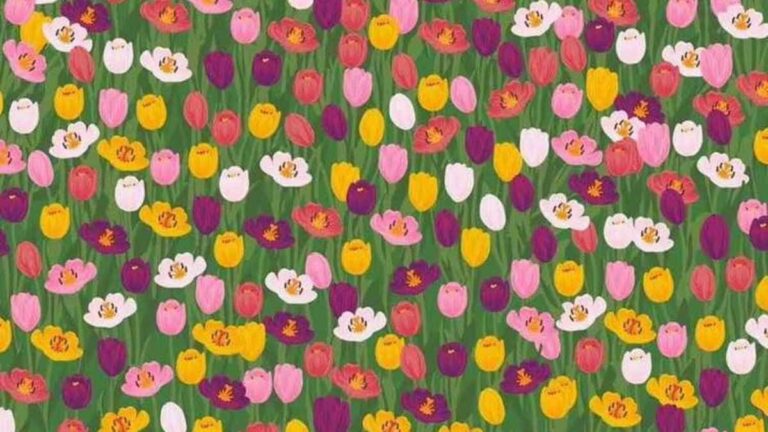 Brain Teaser IQ Test: Find the hidden bee among the flowers in 9 seconds!