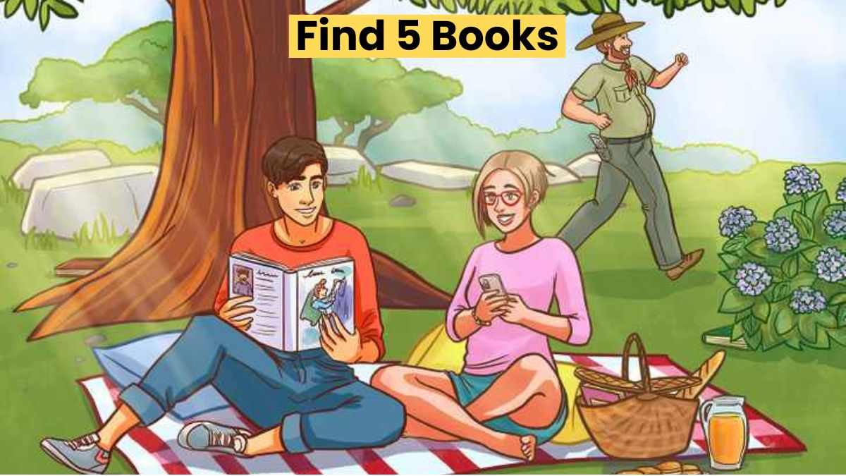 Brain Teaser IQ Test: How Sharp Is Your Eye? Spot 5 Books in the Picnic Picture in 5 Seconds!