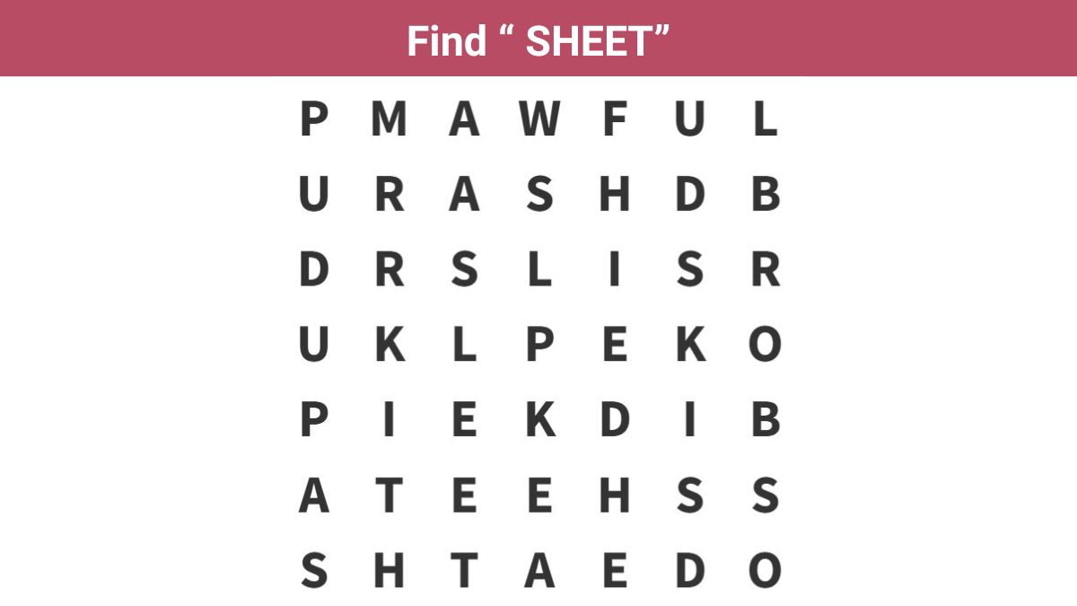 Only the sharpest eyes can find the word ”SHEET” in 7 seconds!