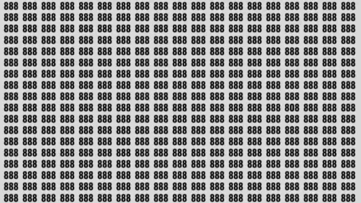 Optical Illusion IQ Test: Challenge Your Brain To Spot The Number '808' Hidden Among 888’s In 8 Seconds!