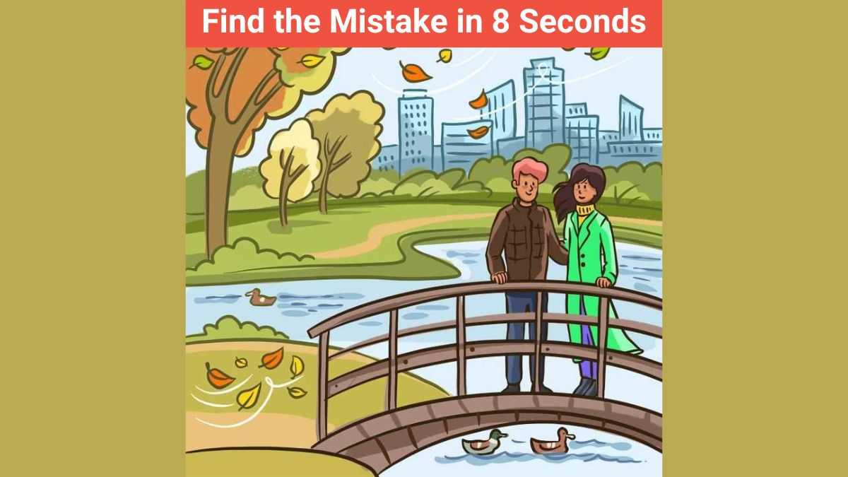 Picture Puzzle IQ Test – Can you find out what’s wrong with this couple in the park scene in 8 seconds?