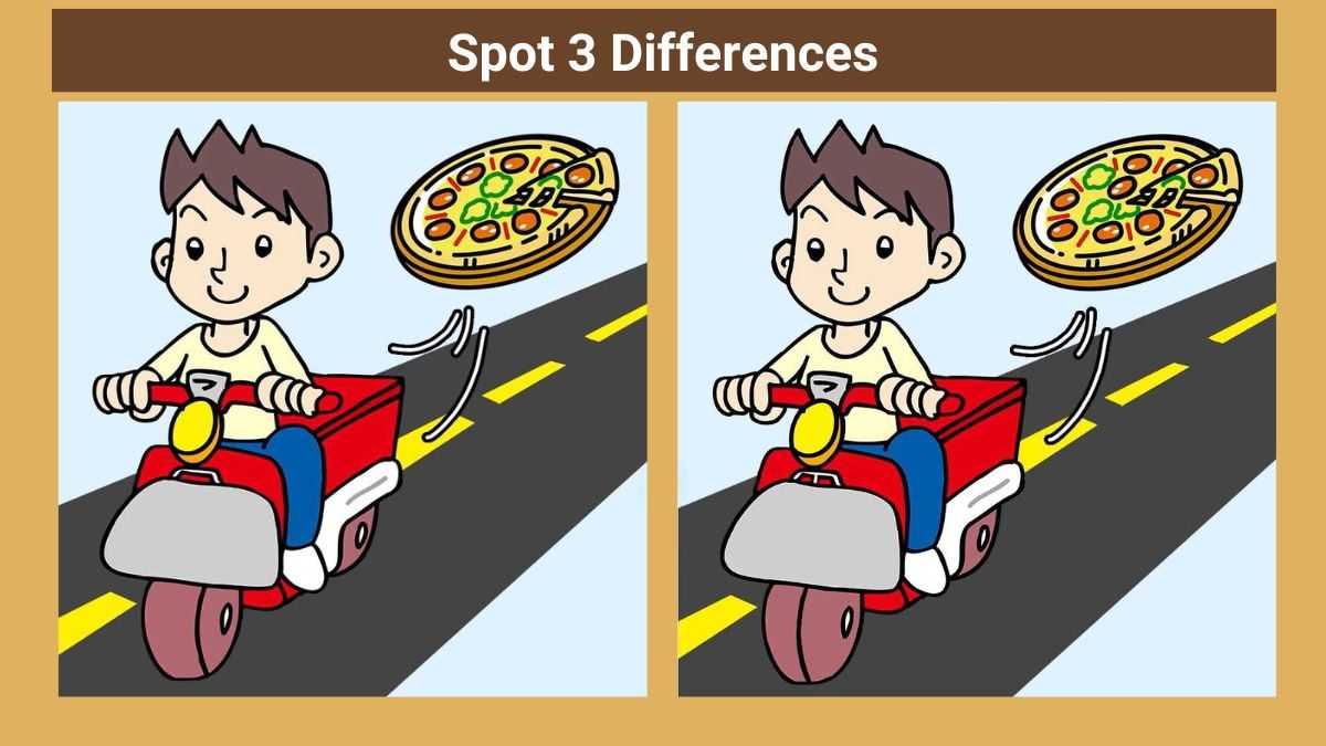 Spot 3 Differences Between Pizza Delivery Guy Pictures in 17 Seconds!