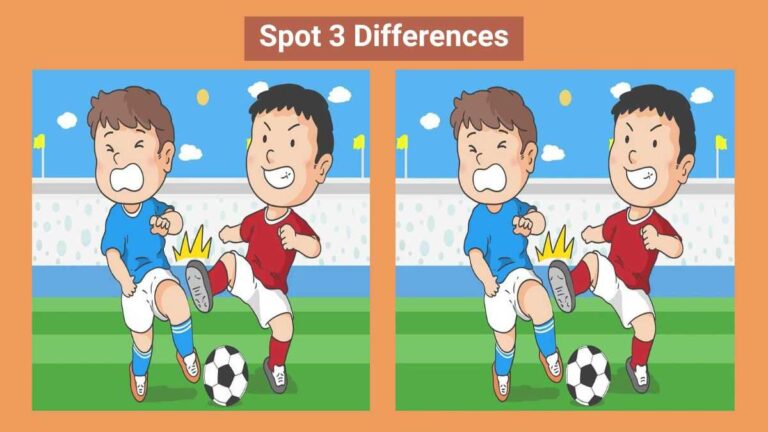 Spot 3 differences between football match pictures in 10 seconds!