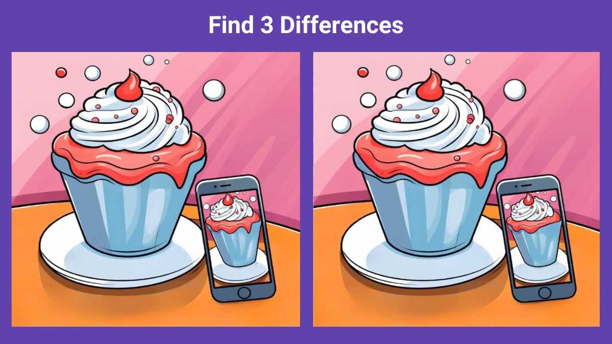 Spot 3 differences between the cupcake pictures in 19 seconds!