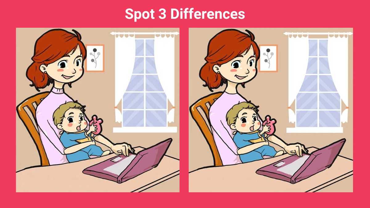 Spot 3 differences between the mom and child pictures in 10 seconds!