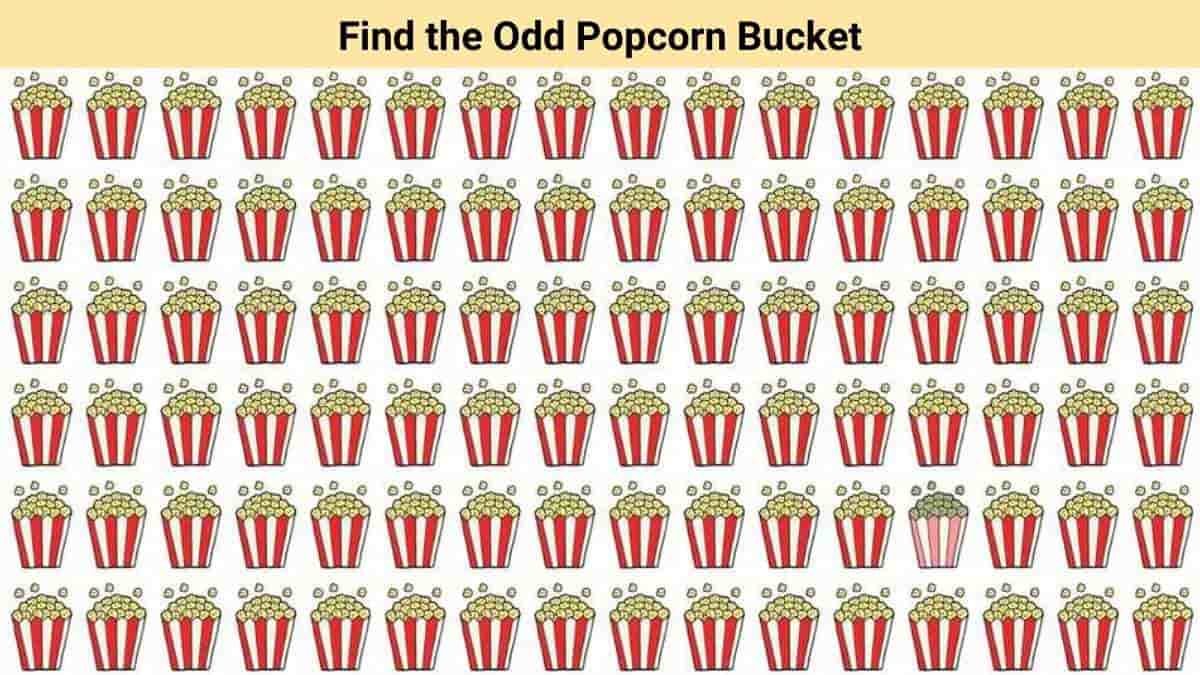 Visual Skill Test: Find the odd popcorn bucket in the picture in 3 seconds!