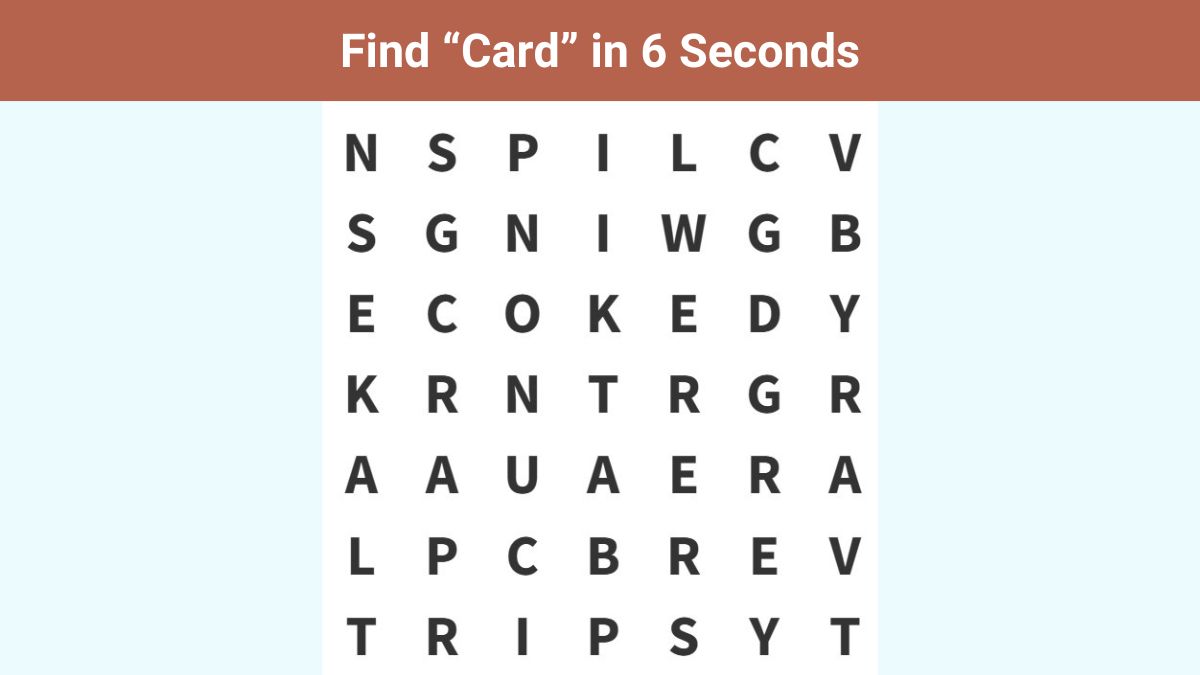 Word Puzzle: Can you find the word “card” in 6 seconds?