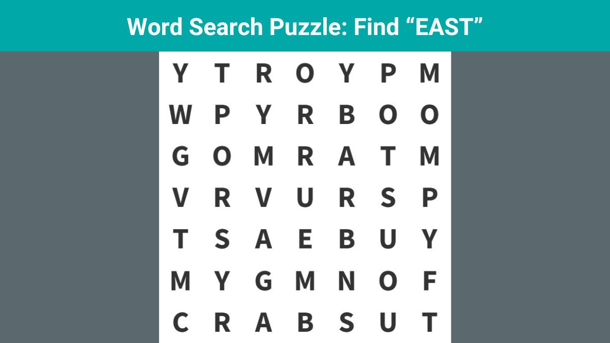 Word Search Puzzle: Find the word “EAST” in 6 seconds!