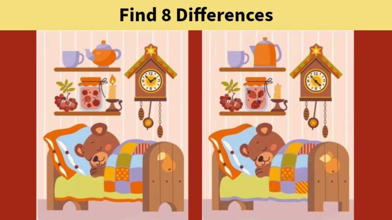 Find 8 differences between the sleeping bear pictures in 29 seconds!