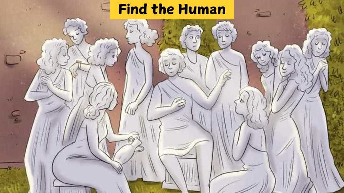 IQ Test – You have a high IQ if you can find the human among statues in 5 seconds!