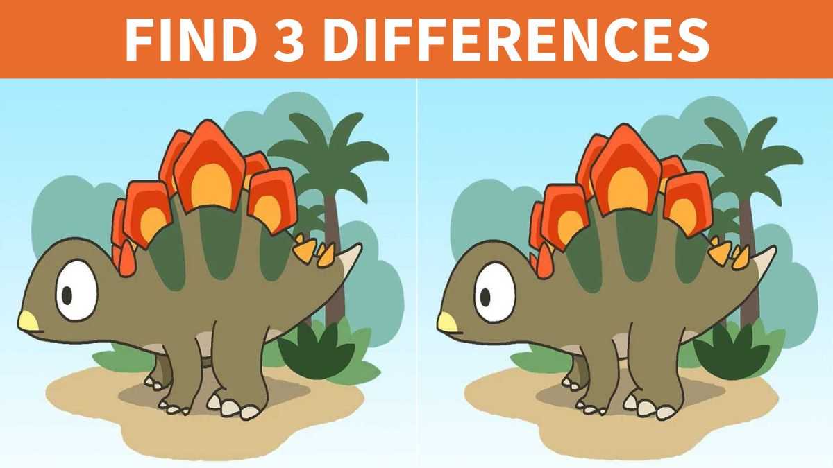 Spot 3 differences between the dinosaur pictures in 15 seconds!