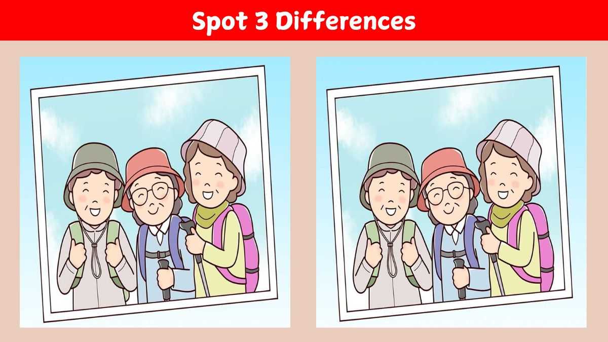 Spot 3 differences between the girl’s outing pictures in 17 seconds!