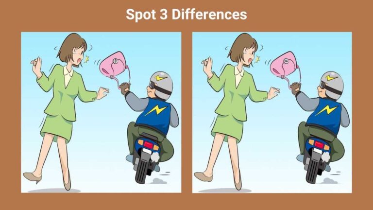 Spot 3 differences between the woman and the thief pictures in 15 seconds!