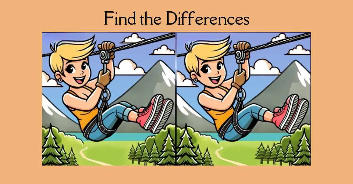 Spot the 3 Differences in Girl Doing Ziplining– Beat the 19-Second Challenge!