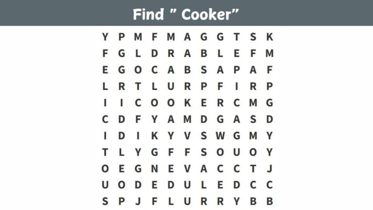 Word Search Puzzle – Find the word ”COOKER” in 6 seconds!