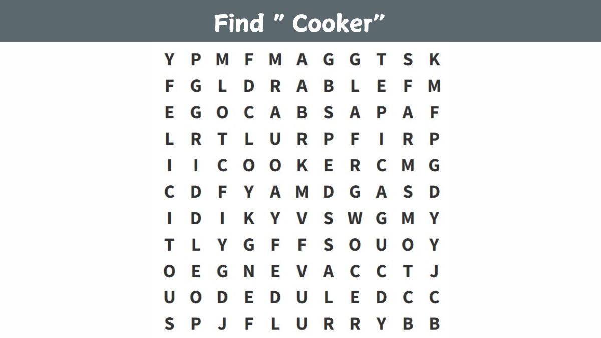 Word Search Puzzle – Find the word ”COOKER” in 6 seconds!