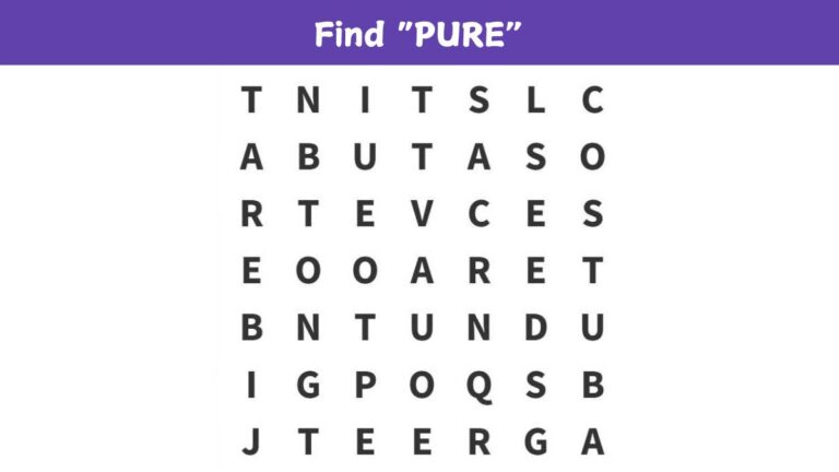 Word Search Puzzle – Find the word ”PURE” in 6 seconds!