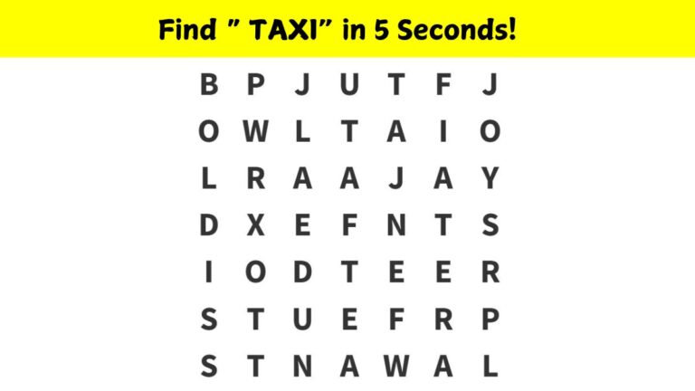 Word Search Puzzle – Find the word ”TAXI” in 5 seconds!