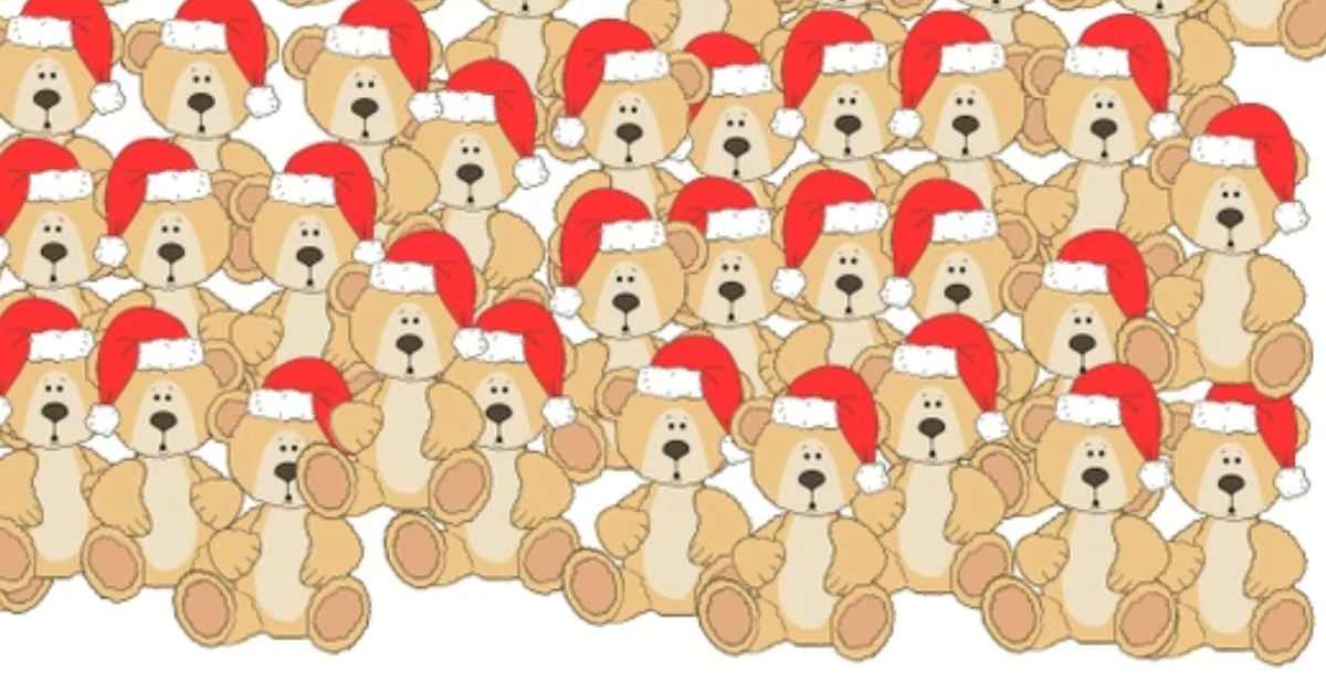 Optical Illusion IQ Test: Can You Find the Teddy Bear Without a Santa Hat in 3 Seconds?