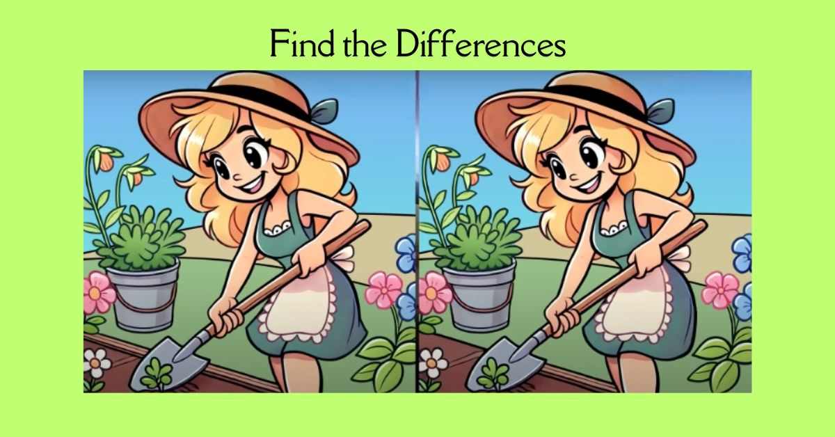 Spot the 3 Differences in Girl Doing Gardening– Beat the 29-Second Challenge!