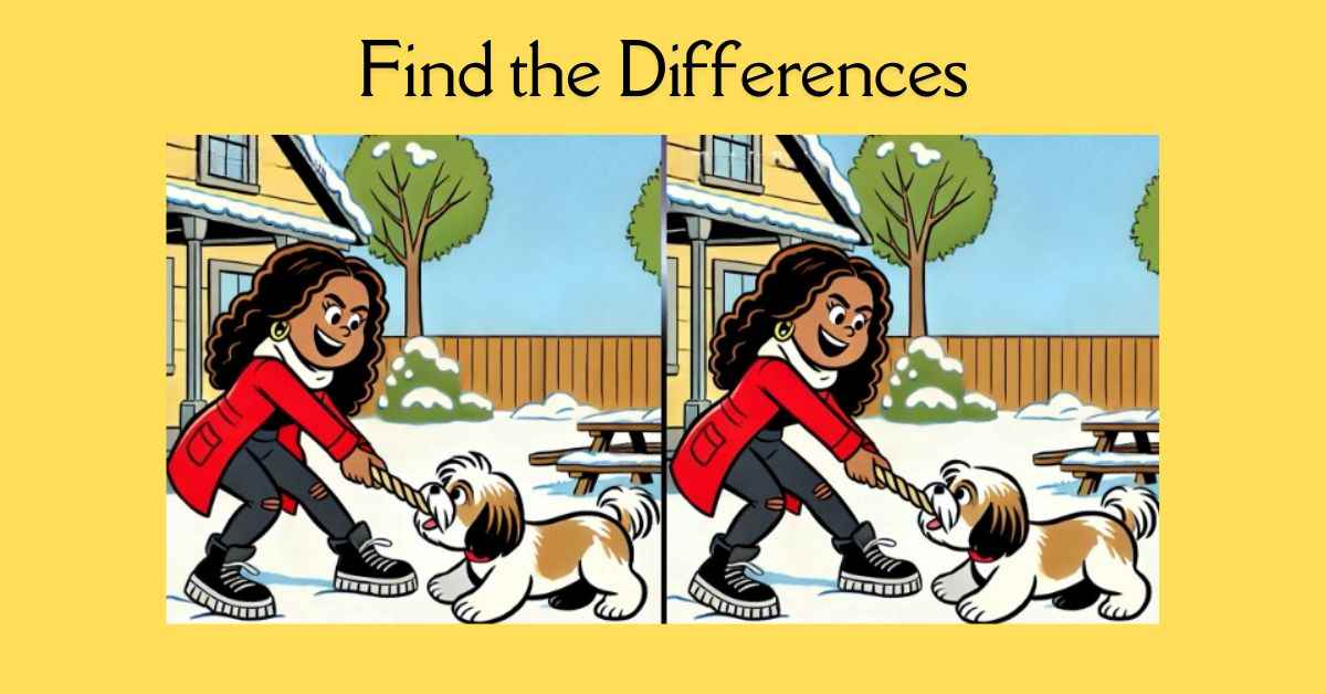 Spot the 3 Differences in Girl Playing With Her Dog– Beat the 21-Second Challenge!