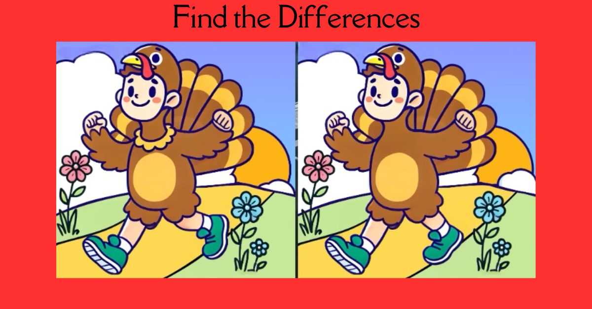 Spot the 3 Differences in Guy Dressed as Turkey– Beat the 25-Second Challenge!