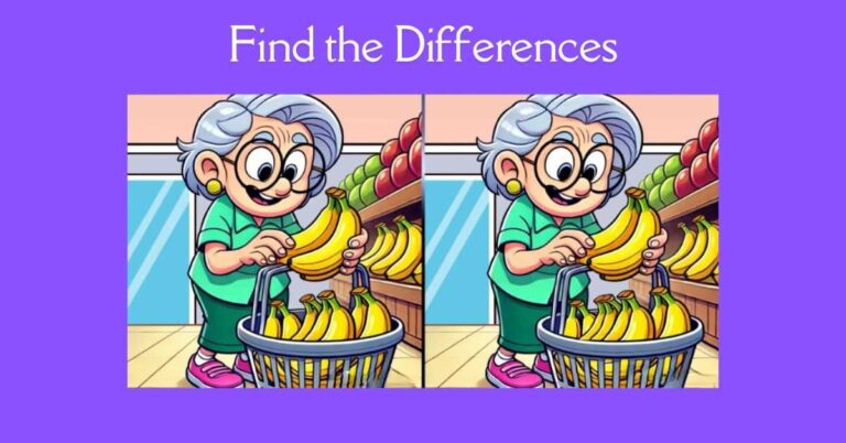 Spot the 3 Differences in Old Lady Shopping Fruits– Beat the 27-Second Challenge!